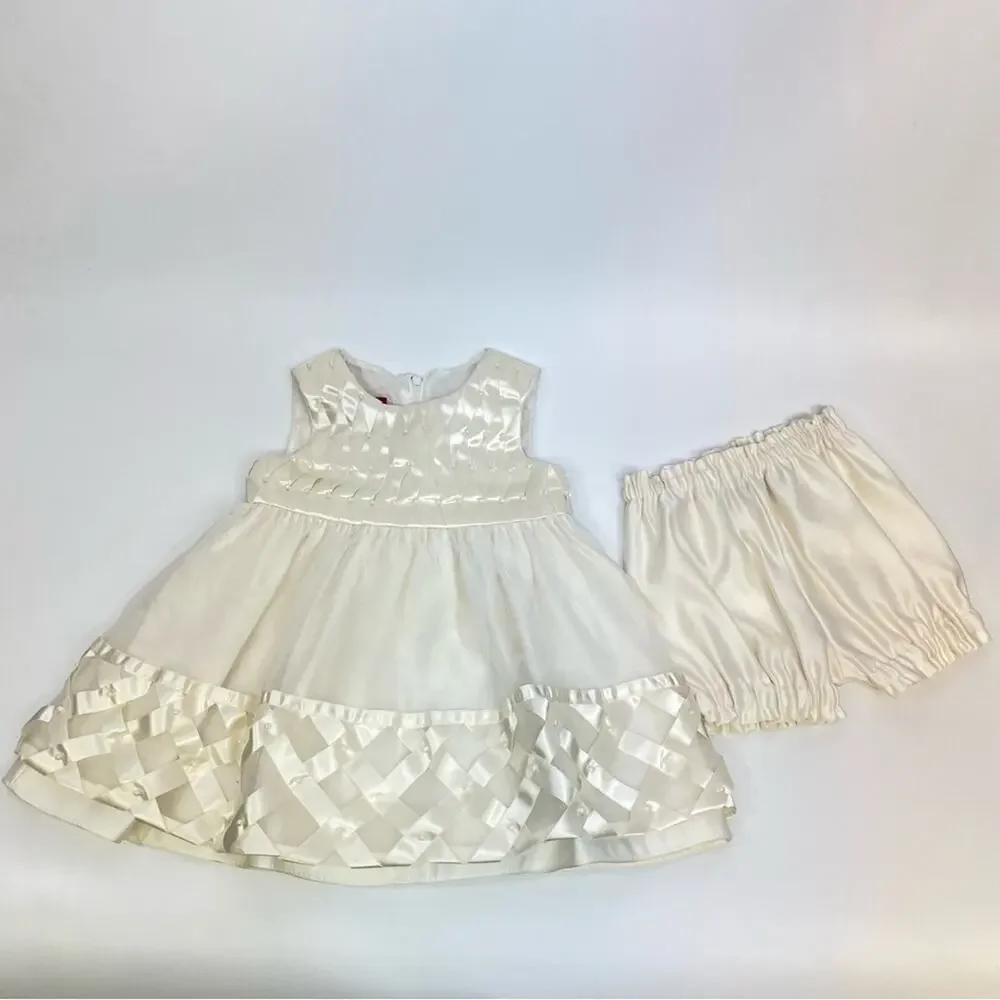 Princess Faith Cream Dress Set 12 Months Pearls Wedding Easter Party Dress